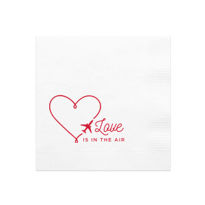ForYourParty's elegant White Borderless Cocktail Napkin with Satin Lipstick Red Foil has a Airplane Heart Frame graphic and is good for use in Hearts, Wedding, Frames themed parties and will give your party the personalized touch every host desires.