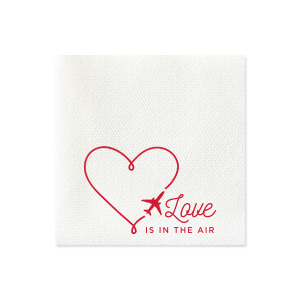 ForYourParty's elegant White Borderless Cocktail Napkin with Satin Lipstick Red Foil has a Airplane Heart Frame graphic and is good for use in Hearts, Wedding, Frames themed parties and will give your party the personalized touch every host desires.