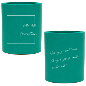 Our custom Neon Pink Flat Can Cooler with Matte White Ink Cup Ink Colors will impress guests like no other. Make this party unforgettable.