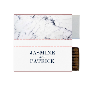 Our custom White Classic Custom Photo Matchbox with Matte Navy Ink Digital Print Colors and Matte Slate Gray Ink Digital Print Colors can be customized to complement every last detail of your party.