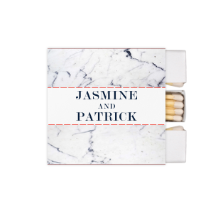 Our custom White Classic Custom Photo Matchbox with Matte Navy Ink Digital Print Colors and Matte Slate Gray Ink Digital Print Colors can be customized to complement every last detail of your party.