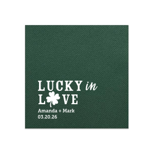 The ever-popular Leaf Cocktail Napkin with Matte White Foil has a Four Leaf Clover graphic and is good for use in Holiday, St. Patricks Day and wedding parties and will make your guests swoon. Personalize your party's theme today.