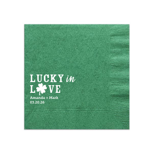 The ever-popular Leaf Cocktail Napkin with Matte White Foil has a Four Leaf Clover graphic and is good for use in Holiday, St. Patricks Day and wedding parties and will make your guests swoon. Personalize your party's theme today.