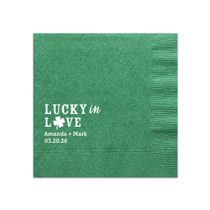 The ever-popular Leaf Cocktail Napkin with Matte White Foil has a Four Leaf Clover graphic and is good for use in Holiday, St. Patricks Day and wedding parties and will make your guests swoon. Personalize your party's theme today.
