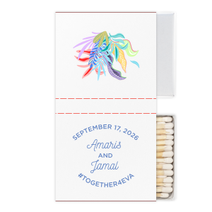 Our custom White Square Custom Photo Matchbox with Matte Periwinkle Ink Digital Print Colors and Matte Slate Gray Ink Digital Print Colors will impress guests like no other. Make this party unforgettable.