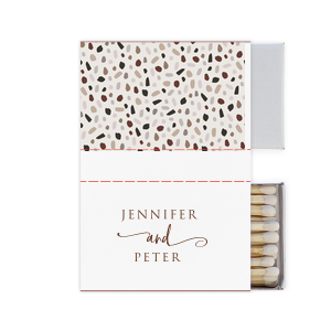 Our beautiful custom White Mini Custom Photo Matchbox with Matte Chocolate Ink Digital Print Colors and Matte Slate Gray Ink Digital Print Colors will add that special attention to detail that cannot be overlooked.