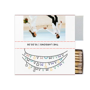 Our personalized White Classic Custom Photo Matchbox with Matte Black Ink Digital Print Colors and Matte Fuchsia Ink Digital Print Colors will add that special attention to detail that cannot be overlooked.