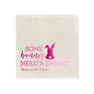 ForYourParty's personalized Crosshatch Key Lime Cocktail Napkin with Shiny Fuchsia Foil has a Bunny graphic and is good for use in Animals, Easter and Holiday themed parties and can't be beat. Showcase your style in every detail of your party's theme!