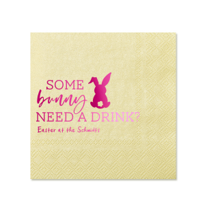 ForYourParty's personalized Crosshatch Key Lime Cocktail Napkin with Shiny Fuchsia Foil has a Bunny graphic and is good for use in Animals, Easter and Holiday themed parties and can't be beat. Showcase your style in every detail of your party's theme!
