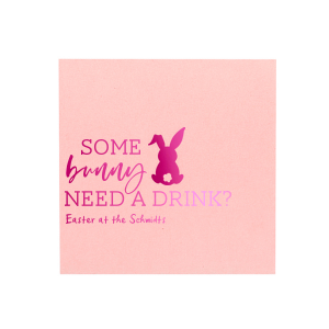 ForYourParty's personalized Crosshatch Key Lime Cocktail Napkin with Shiny Fuchsia Foil has a Bunny graphic and is good for use in Animals, Easter and Holiday themed parties and can't be beat. Showcase your style in every detail of your party's theme!
