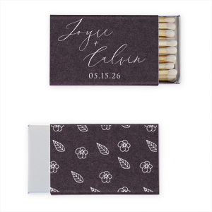 Personalized Natural NEW Amethyst Classic Matchbox with Matte White Foil has a Cute Flower Pattern graphic and is good for use in Floral, Wedding, Mother's Day themed parties and will impress guests like no other. Make this party unforgettable.