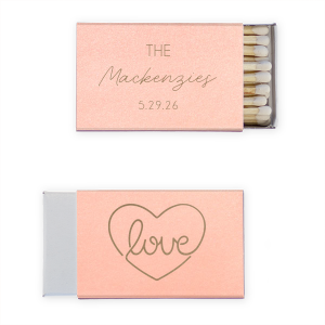 The Script Name Love Match features elegant lettering, including the couple’s name and special date, and a hand-drawn heart motif for a romantic finish. Choose it to add a sentimental accent that guests will cherish. Lovely for weddings or anniversaries.