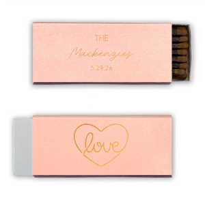 The Script Name Love Match features elegant lettering, including the couple’s name and special date, and a hand-drawn heart motif for a romantic finish. Choose it to add a sentimental accent that guests will cherish. Lovely for weddings or anniversaries.