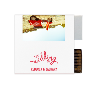 ForYourParty's personalized White Square Custom Photo Matchbox with Matte Lipstick Red Ink Digital Print Colors and Matte Slate Gray Ink Digital Print Colors has a The Wedding Of graphic and is good for use in Words, Wedding themed parties and will impress guests like no other. Make this party unforgettable.