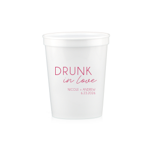 ForYourParty's elegant White 16 oz Stadium Cup with Matte Fuchsia Ink Colors will impress guests like no other. Make this party unforgettable.