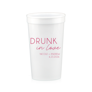 ForYourParty's elegant White 16 oz Stadium Cup with Matte Fuchsia Ink Colors will impress guests like no other. Make this party unforgettable.