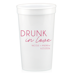ForYourParty's elegant White 16 oz Stadium Cup with Matte Fuchsia Ink Colors will impress guests like no other. Make this party unforgettable.