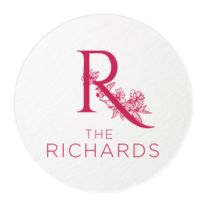 ForYourParty's personalized Eggshell Square Coaster with Matte Fuchsia Foil will make your guests swoon. Personalize your party's theme today.