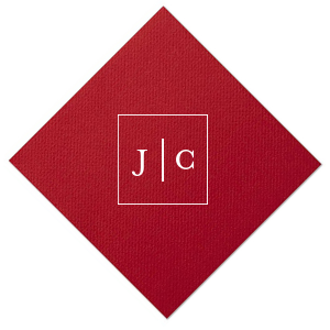 Embrace modern elegance with the Contemporary Frames Initial Napkin, a minimalist masterpiece. This design features the couple's initials encased in a sleek square frame, divided by a crisp horizontal line, offering a chic and sophisticated touch to any setting.