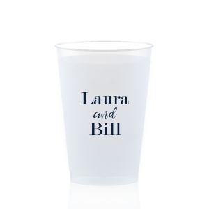 Our personalized Frost Flex Cup with Matte Navy Ink Cup Ink Colors will give your party the personalized touch every host desires.