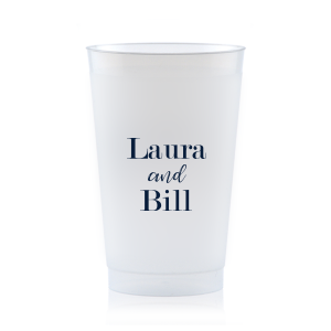 Our personalized Frost Flex Cup with Matte Navy Ink Cup Ink Colors will give your party the personalized touch every host desires.