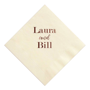 ForYourParty's chic Ivory Cocktail Napkin with Shiny Merlot Foil will give your party the personalized touch every host desires.