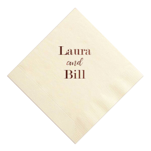 ForYourParty's chic Ivory Cocktail Napkin with Shiny Merlot Foil will give your party the personalized touch every host desires.