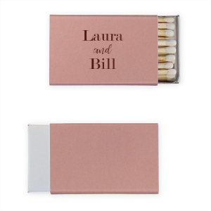 Personalized Natural Ivory Classic Matchbox with Shiny Merlot Foil will impress guests like no other. Make this party unforgettable.
