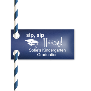 ForYourParty's elegant Neon Pink Wave Straw Tag with Satin Teal / Peacock Foil has a Cap graphic and is good for use in Graduation themed parties and are a must-have for your next event—whatever the celebration!