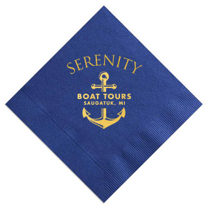 The ever-popular Navy Flat Can Cooler with Gold Ink Cup Ink Colors has a Anchor Frame graphic and a Nautical graphic and is good for use in Beach/Nautical themed parties and can't be beat. Showcase your style in every detail of your party's theme!