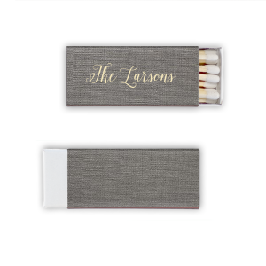 ForYourParty's elegant Linen Slate Classic Matchbox with Matte Ivory Foil will look fabulous with your unique touch. Your guests will agree!