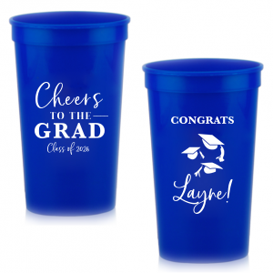 Our custom Teal 16 oz Stadium Cup with Matte White Ink Cup Ink Colors has a Caps Thrown graphic and is good for use in Graduation themed parties and will make your guests swoon. Personalize your party's theme today.