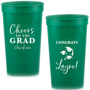 The Cheers To The Grad Cup features playful script of a customizable name and date paired with bold lettering and a cap-and-tassel illustration for a spirited, modern look. Grab it to raise a toast and make the milestone feel extra memorable. Just right for graduation parties and post-ceremony celebrations.