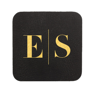 ForYourParty's chic Black Leather Leather Round Coaster with Shiny 18 Kt Gold Foil are a must-have for your next event—whatever the celebration!