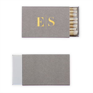 The Modern Elegant Initials Match design masterfully combines boldness with elegance. The couple's first initials are prominently featured in a modern serif font, decisively separated by a sleek vertical line. This minimalistic yet impactful design radiates sophistication.