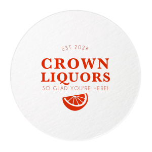 The Classic Bar Logo Coaster features bold typography, welcoming phrasing, and a playful citrus icon for a cheerful tabletop accent. Add it to refresh your bar setup and make guests feel instantly at home. Great for happy hours or casual entertaining.