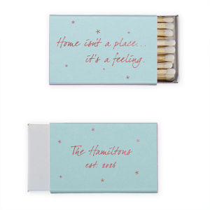 Our personalized Poptone Sky Blue Classic Matchbox with Shiny Rose Quartz Foil will give your party the personalized touch every host desires.