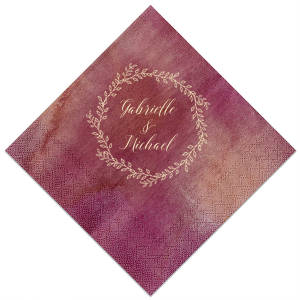 Embrace timeless love with the Elegant Rustic Wreath Napkin. Encircled by a beautiful wreath, the couple's names are elegantly scripted within, symbolizing the infinite, unending nature of their relationship. This design, blending rustic charm with elegance, beautifully represents eternal commitment and the continuity of love.