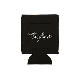 Custom Black Slim Can Cooler with Matte White Ink Colors are a must-have for your next event—whatever the celebration!