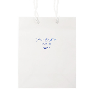 The ever-popular White Gift Bag with Shiny Royal Blue Foil will look fabulous with your unique touch. Your guests will agree!