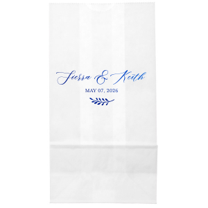 The ever-popular White Gift Bag with Shiny Royal Blue Foil will look fabulous with your unique touch. Your guests will agree!