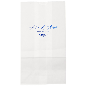 The ever-popular White Gift Bag with Shiny Royal Blue Foil will look fabulous with your unique touch. Your guests will agree!