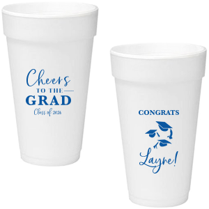 Personalized Matte Teal/Peacock Ink 16 oz Styrofoam Cup is good for use in Graduation themed parties and will make your guests swoon. Personalize your party's theme today.