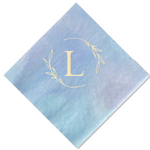 Our beautiful custom Dark Navy Cocktail Napkin with Matte Ivory Foil has a Open Wreath Frame graphic and is good for use in Floral and Wedding themed parties and can be personalized to match your party's exact theme and tempo.