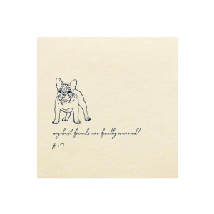 Toast to love with the French Bulldog My BFFs Are Married Napkin, where a charming illustration celebrates your union from your pet's perspective. Adorned with your initials, it's the perfect tribute for couples whose furry friend is family.
