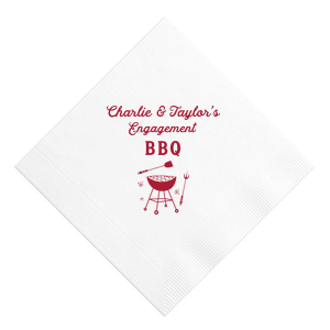 Our custom White Cocktail Napkin with Matte Lipstick Red Foil has a Grill graphic and is good for use in Food, Home and Bar-B-Que themed parties and will add that special attention to detail that cannot be overlooked.