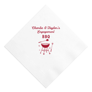 Our custom White Cocktail Napkin with Matte Lipstick Red Foil has a Grill graphic and is good for use in Food, Home and Bar-B-Que themed parties and will add that special attention to detail that cannot be overlooked.