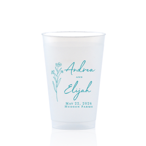 Embrace nature’s charm with the Wildflower Couple Names Wedding Cup, featuring a delicate wildflower stalk alongside the couple’s names in a simple, organic script. Perfect for celebrations that revel in the beauty of the outdoors and natural elegance, this cup subtly includes the event date and location.