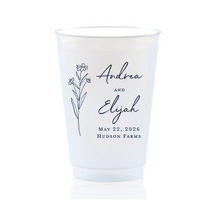 Embrace nature’s charm with the Wildflower Couple Names Wedding Cup, featuring a delicate wildflower stalk alongside the couple’s names in a simple, organic script. Perfect for celebrations that revel in the beauty of the outdoors and natural elegance, this cup subtly includes the event date and location.