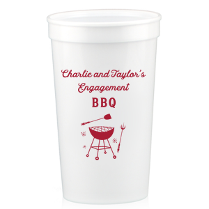 ForYourParty's personalized White 16 oz Stadium Cup with Matte Lipstick Red Ink has a Grill graphic and is good for use in Food, Home and BBQ themed parties and will make your guests swoon. Personalize your party's theme today.